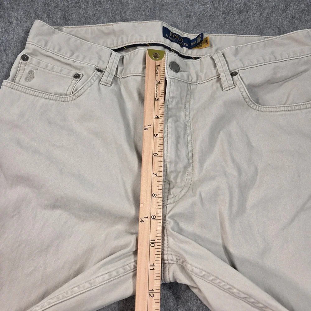 Polo Ralph Lauren Varick Pants Mens 34x32 Tan Khaki Slim Straight Stretch Chino